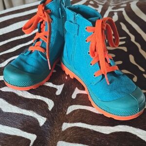 Palladium Teal and Orange Kids Boots